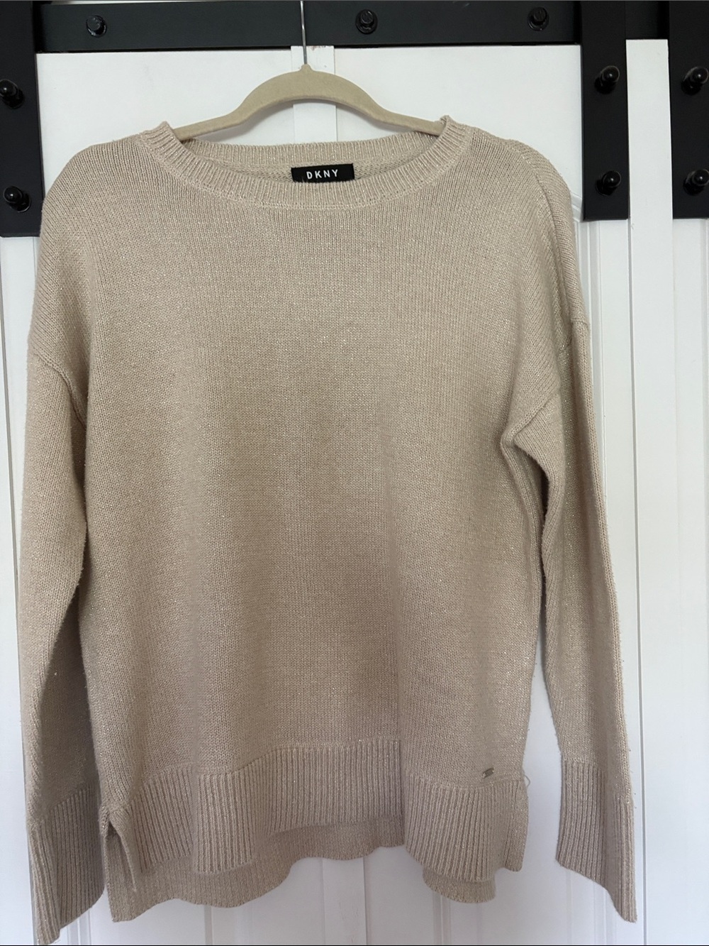 DKNY Neutral Beige Crewneck Sweater